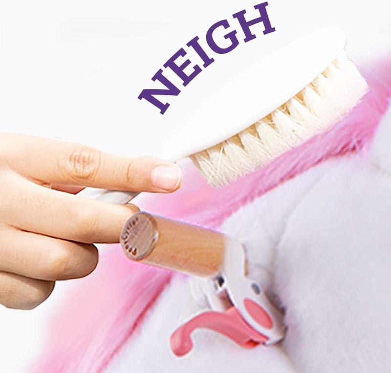 PonyCycle Unicorn Horse Toys Grooming Kit, Feed & Care, 5 Piece Assortment. Groming Brush, Pet Brush, Carrot, Sticker, Name Tag Perfect Pony Toys Gifts for Girls Kids - Model E, U and Model X - Image 3